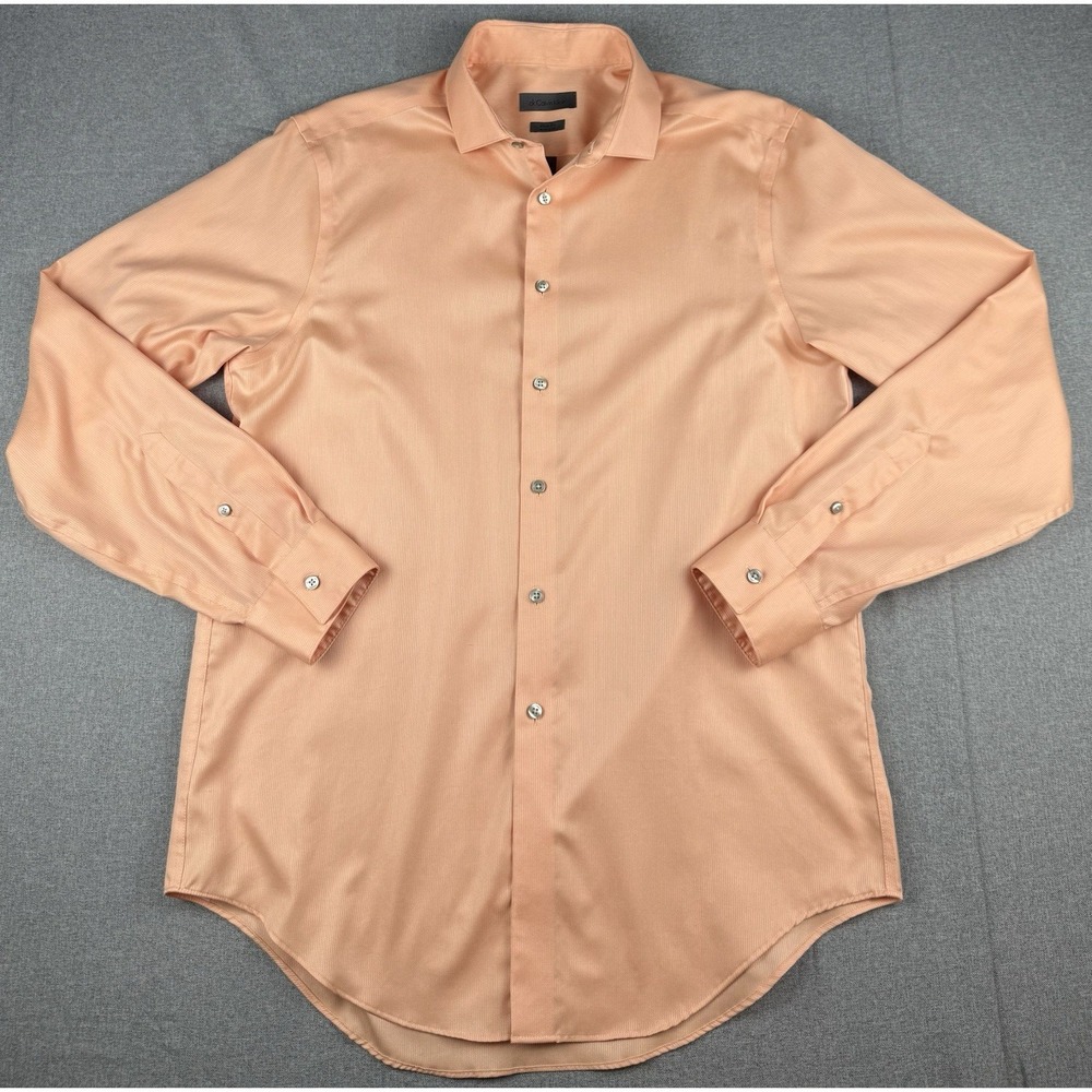 Calvin Klein Slim Fit Non Iron Dress Shirt 18 34/35 Peach Orange Mens